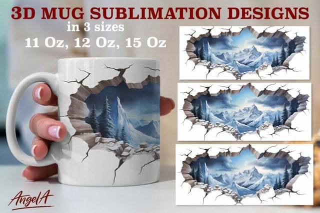 3d travel winter mug sublimation / mountains and trees png Sublimation Angelina Semenova 