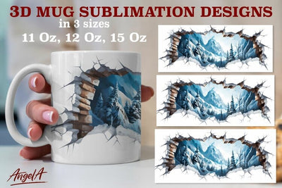 3d travel winter mug sublimation / mountains illustration Sublimation Angelina Semenova 