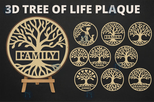 3D Tree of Life Wooden Plaque SVG Bundle SVG MD JOYNAL ABDIN 