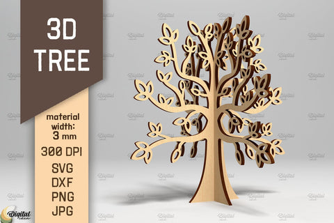 3D Tree SVG Bundle. Standing Tree Laser Cut. 3D Wood SVG Evgenyia Guschina 