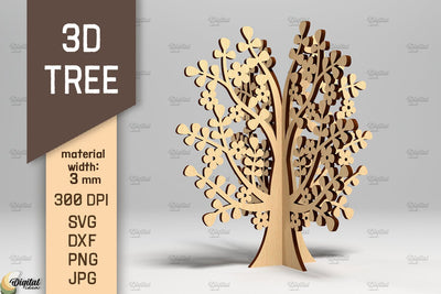 3D Tree SVG. Standing Tree Laser Cut. 3D Wood SVG Evgenyia Guschina 