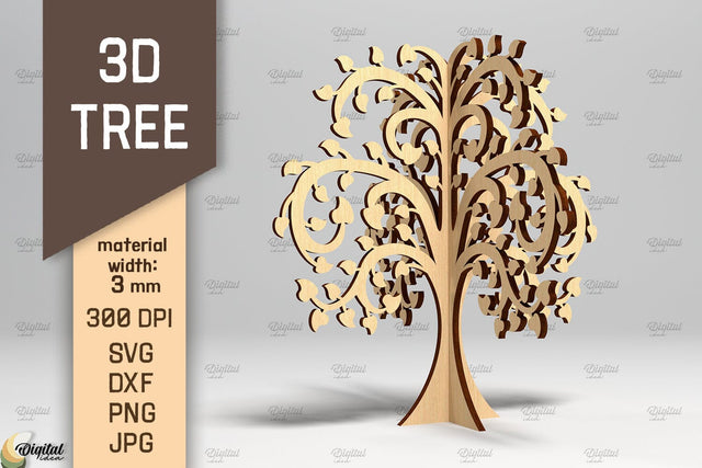3D Tree SVG. Standing Tree Laser Cut. 3D Wood SVG Evgenyia Guschina 