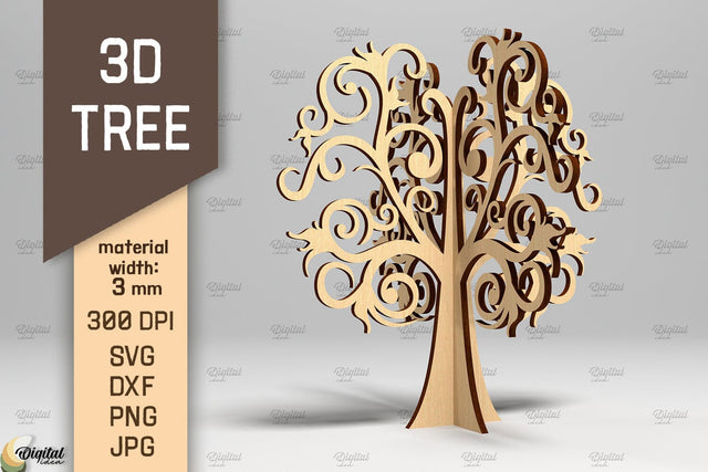 3D Tree SVG. Standing Tree Laser Cut. 3D Wood SVG Evgenyia Guschina 