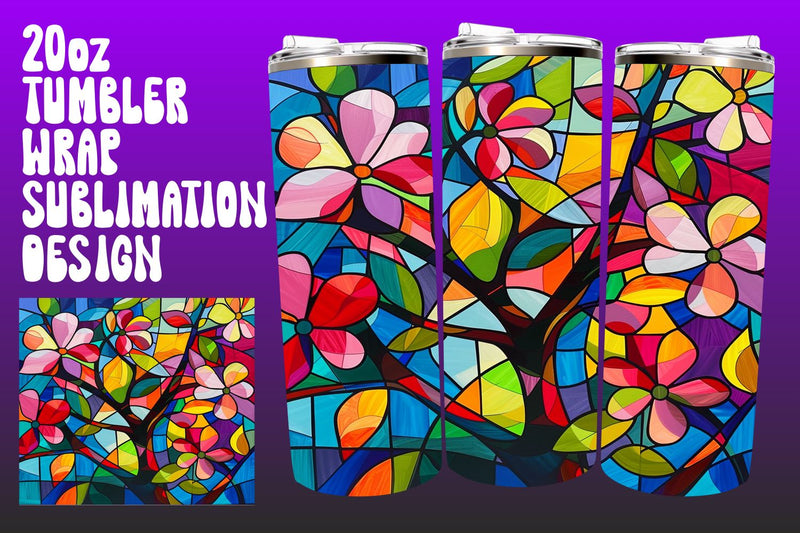 3D Tree Tumbler Wrap 20oz Spring PNG Sublimation afrosvg 