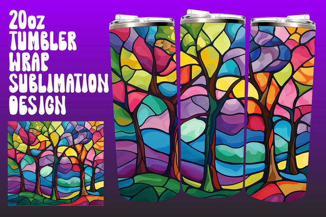 3D Tree Wrap Stained Glass PNG Sublimation afrosvg 