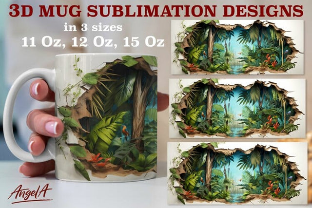3d tropical mug sublimation designs / tropical forest Sublimation Angelina Semenova 