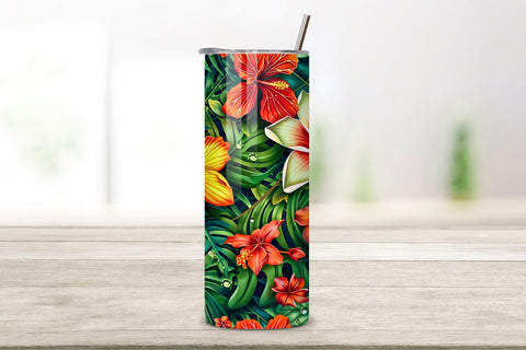 3D Tropical Paradise Bloom Tumbler Wrap | Seamless Wrap png Sublimation FloridPrintables 