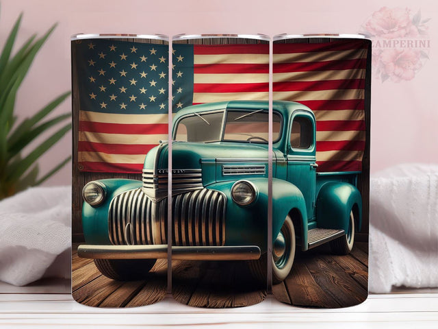 3D Truck American Flag 20oz Tumbler Wrap PNG, Rusty Flag Tumbler Png, Straight & Tapered Tumbler Wrap, Instant Digital Download Sublimation Li Zamperini 