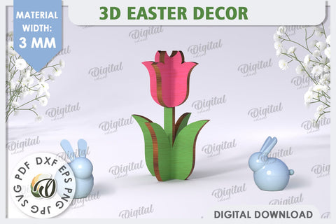 3D Tulip Laser Cut. Home Decor. Spring Decor SVG SVG Evgenyia Guschina 
