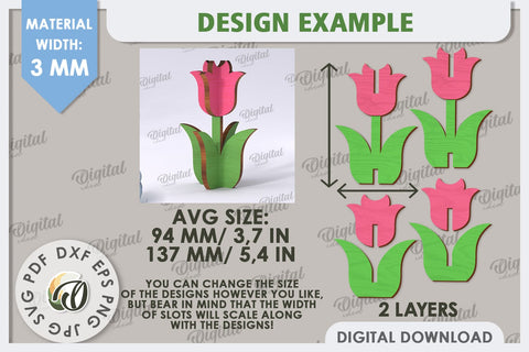 3D Tulip Laser Cut. Home Decor. Spring Decor SVG SVG Evgenyia Guschina 