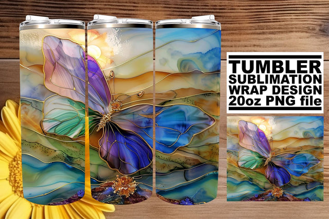 3D Tumbler Butterfly Wrap Glitter Sublimation afrosvg 