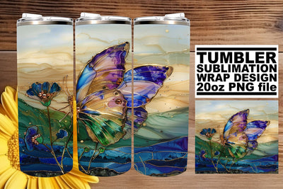 3D Tumbler Spring Butterfly Wrap Sublimation afrosvg 