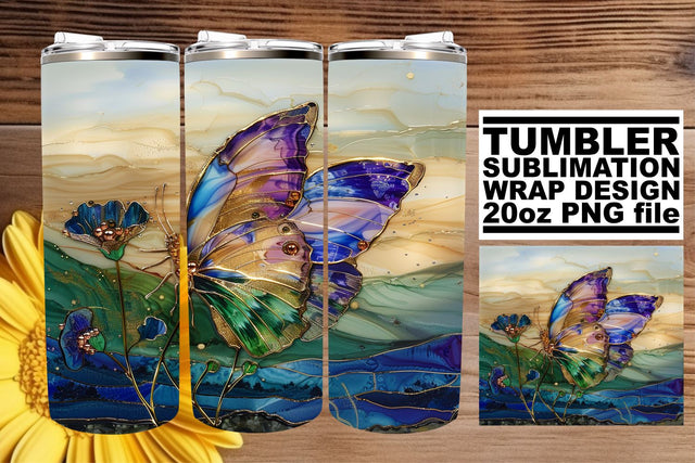 3D Tumbler Spring Butterfly Wrap Sublimation afrosvg 