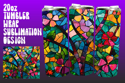 3D Tumbler Wrap 20oz Glass Tree PNG Sublimation afrosvg 