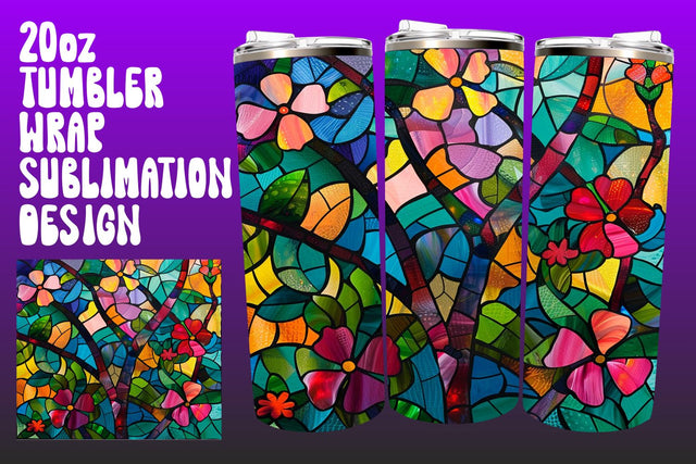 3D Tumbler Wrap 20oz Glass Tree PNG Sublimation afrosvg 