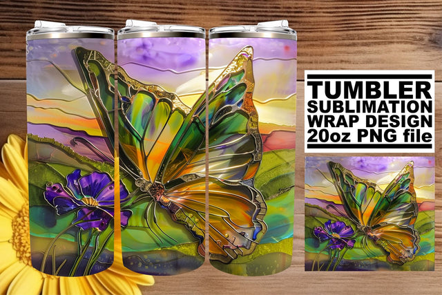3D Tumbler Wrap Butterfly Spring Sublimation afrosvg 