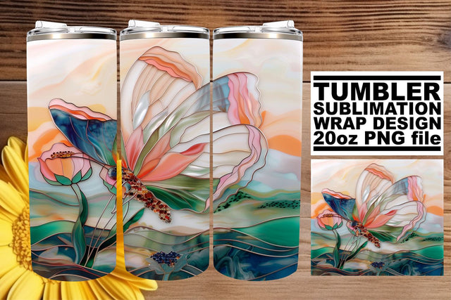 3D Tumbler Wrap Glitter Butterflies Sublimation afrosvg 