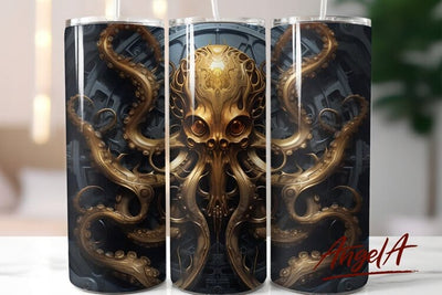 3d tumbler wrap / Steampunk octopus / horror tumbler Sublimation Angelina Semenova 