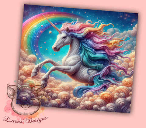 3D Unicorn 20oz Tumbler Png, Straight & Tapered Tumbler Png, Rainbow Glitter Unicorn Tumbler Png, Digital Download PNG Sublimation Lara' s Designs 