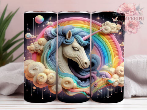 3D Unicorn 20oz Tumbler Wrap PNG, Fancy Unicorn Tumbler PNG Sublimation, Straight & Tapered Tumbler Wrap, Instant Digital Download Sublimation Li Zamperini 