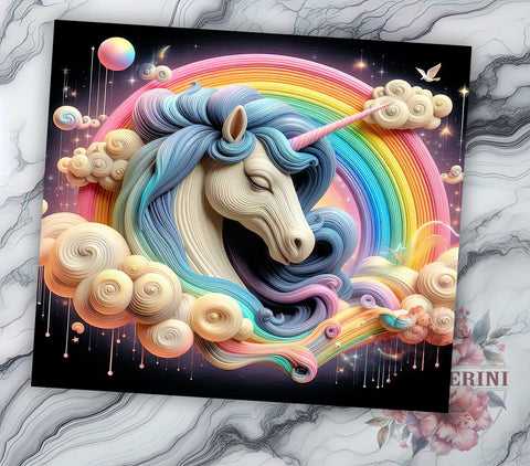 3D Unicorn 20oz Tumbler Wrap PNG, Fancy Unicorn Tumbler PNG Sublimation, Straight & Tapered Tumbler Wrap, Instant Digital Download Sublimation Li Zamperini 