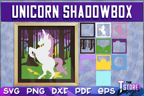 3D Unicorn Shadowbox SVG | Paper Cut Files | Paper Unicorn SVG Design SVG The T Store Design 