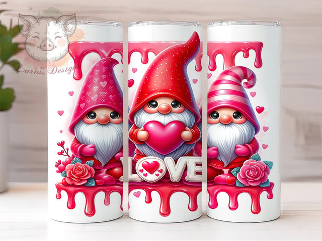 3D Valentine Gnome 20oz Tumbler Png, Straight & Tapered Tumbler Png, Valentine Gnomes Love Tumbler Png, Digital Download PNG Sublimation Lara' s Designs 