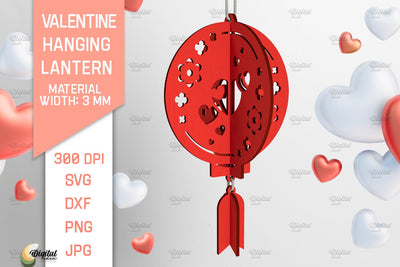 3D Valentine Hanging Lantern SVG. 3D Laser Cut SVG Evgenyia Guschina 