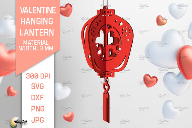 3D Valentine Hanging Lantern SVG. 3D Laser Cut SVG Evgenyia Guschina 