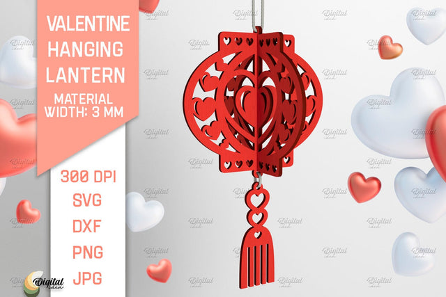 3D Valentine Hanging Lantern SVG. 3D Laser Cut SVG Evgenyia Guschina 