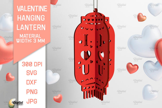 3D Valentine Hanging Lantern SVG. 3D Laser Cut SVG Evgenyia Guschina 
