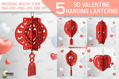 3D Valentine Hanging Lantern SVG Bundle. 3D Laser Cut SVG Evgenyia Guschina 