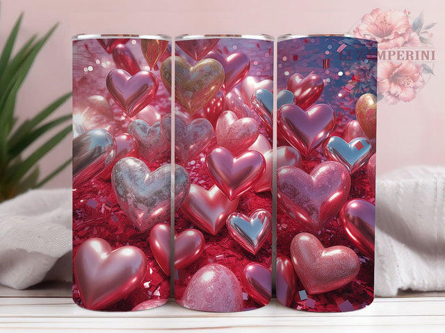 3D Valentine Hearts Tumbler, Romantic 3D Heart Wrap, Love Day Cup, 20oz Sublimation Wrap, Stylish Valentine Design Tumbler, Artistic 3D Hearts Cup, Whimsical Love Theme Wrap Sublimation Li Zamperini 