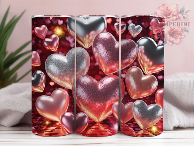 3D Valentine Hearts Tumbler, Romantic 3D Heart Wrap, Love Day Cup, 20oz Sublimation Wrap, Stylish Valentine Design Tumbler, Artistic 3D Hearts Cup, Whimsical Love Theme Wrap Sublimation Li Zamperini 