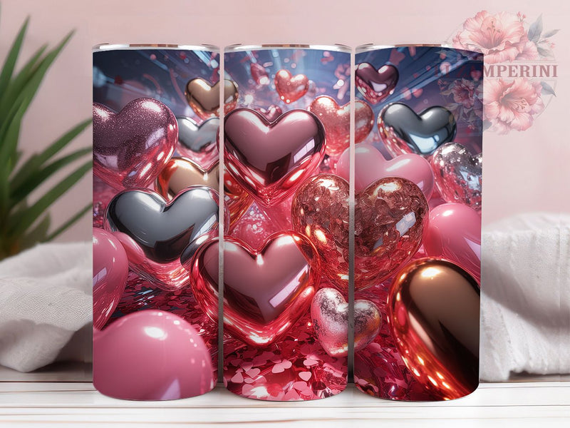3D Valentine Hearts Tumbler, Romantic 3D Heart Wrap, Love Day Cup, 20oz Sublimation Wrap, Stylish Valentine Design Tumbler, Artistic 3D Hearts Cup, Whimsical Love Theme Wrap Sublimation Li Zamperini 