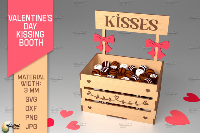 3D Valentine. Kissing Booth. Storage Box. Candy Holder Laser SVG Evgenyia Guschina 