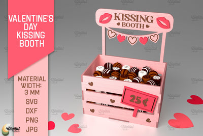 3D Valentine. Kissing Booth. Storage Box. Candy Holder Laser SVG Evgenyia Guschina 