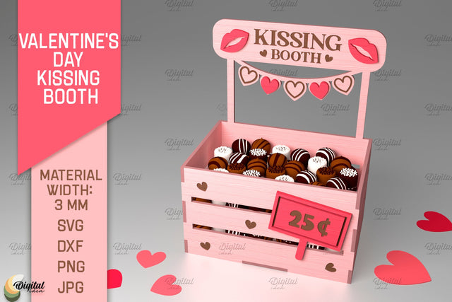 3D Valentine. Kissing Booth. Storage Box. Candy Holder Laser SVG Evgenyia Guschina 