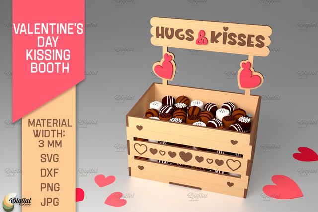 3D Valentine. Kissing Booth. Storage Box. Candy Holder Laser SVG Evgenyia Guschina 