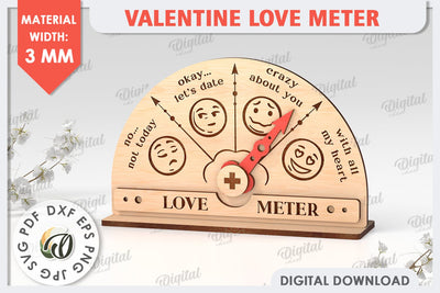 3D Valentine Love Meter Laser Cut. Valentines Day Gifts SVG SVG Evgenyia Guschina 
