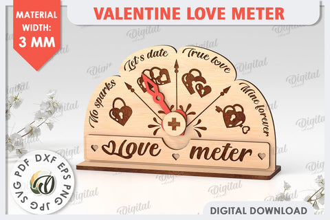 3D Valentine Love Meter Laser Cut. Valentines Day Gifts SVG SVG Evgenyia Guschina 