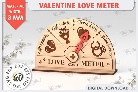 3D Valentine Love Meter Laser Cut. Valentines Day Gifts SVG SVG Evgenyia Guschina 
