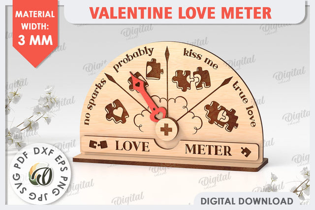 3D Valentine Love Meter Laser Cut. Valentines Day Gifts SVG SVG Evgenyia Guschina 
