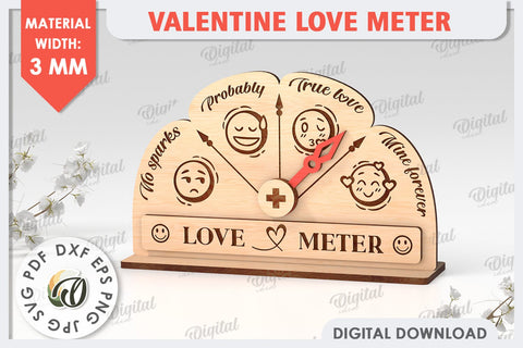 3D Valentine Love Meter Laser Cut. Valentines Day Gifts SVG SVG Evgenyia Guschina 