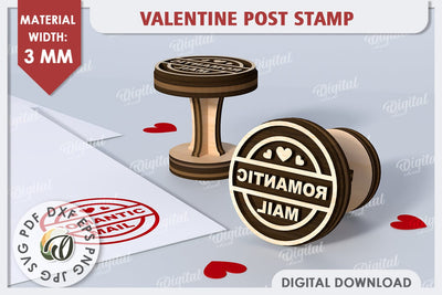 3D Valentine Post Stamp Laser Cut. 3D Love Sign SVG Design SVG Evgenyia Guschina 