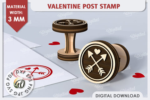3D Valentine Post Stamp Laser Cut. Love Sign SVG Design SVG Evgenyia Guschina 
