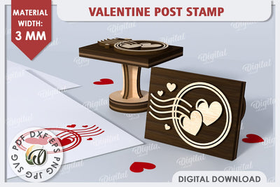 3D Valentine Stamp Laser Cut Design. 3D Valentine Post Stamp SVG SVG Evgenyia Guschina 