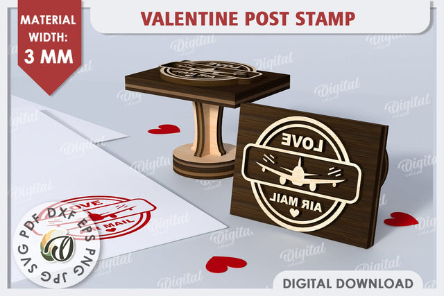 3D Valentine Stamp Laser Cut Design. Valentine Post Stamp SVG SVG Evgenyia Guschina 