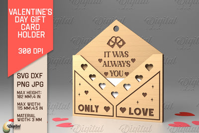 3D Valentine SVG. Envelope Gift Card Holder Laser Cut SVG Evgenyia Guschina 