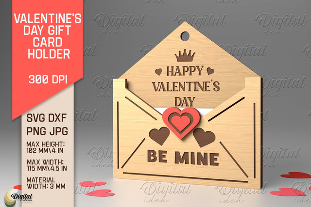 3D Valentine SVG. Envelope Gift Card Holder Laser Cut SVG Evgenyia Guschina 